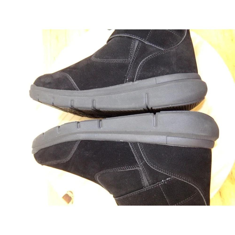 Fitville Marca Wide Fit Boots Mens Black Size 10 W Slip On Hook &‎ Loop Lined